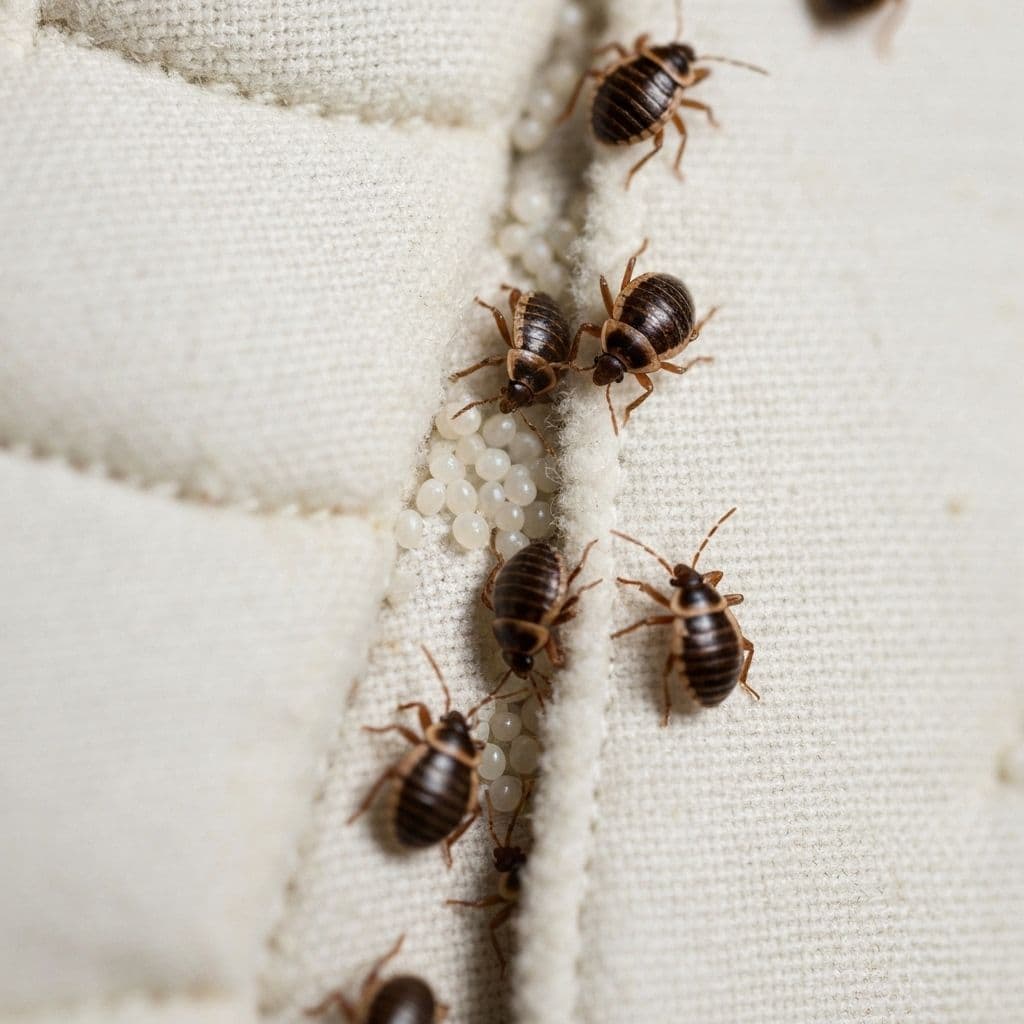 Infestation de punaises de lit sur matelas - Avant traitement